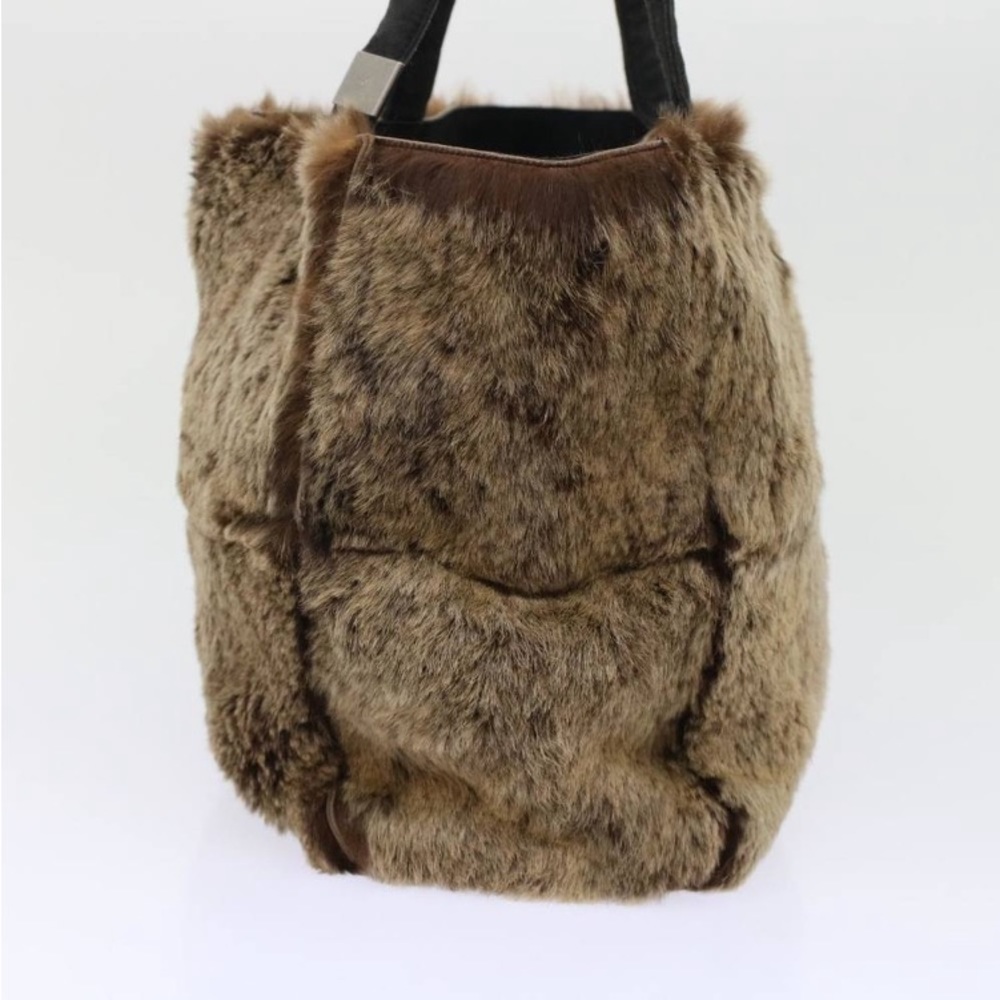 CHANEL FUR HANDBAG BROWN PREOWNED w/ Pouch - Picture 3 of 15